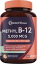 Doctor's Recipes Vitamin B12, Methylcobalamin 5000 mcg 90 Fast Dissolve Tablets, Natural Peach Flavor, Vegan Methyl, Energy Metabolism & Nervous System