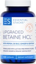 Essential Stacks Betaine HCL with Pepsin, Ox Bile, Organic Gentian & Ginger - Betaine Hydrochloride Supplement w Digestive Enzymes, Bile & Bitters - Gluten, Dairy & Soy Free (120 Capsules)