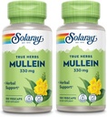SOLARAY Mullein Leaf, Herbal Support for Healthy Respiratory and Bronchial Function 330mg, Vegan, 100 Servings, 100 VegCaps (Pack of 2)