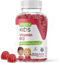 Viteey Vitamin B12 for Kids Gummies, 1000mcg - Metabolism, Natural Energy Support - Vegan, Gelatin Free, Gluten Free, GMO Free - Tasty Chewable B12 Raspberry Flavored Gummy
