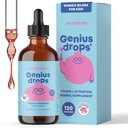JoySpring Genius Drops - Organic Focus Drops for Kids | Clinically Proven Focus Supplement Helps Kids Perform Better in School | Liquid Herbal Supplement with Ginkgo Biloba (4 fl oz) 120 Servings