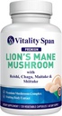 Lions Mane Supplement Capsules - Mushrooms Extract: Chaga, Maitake, Reishi & Shiitake Mushrooms | Pure Fruiting Body | Nootropic, Focus, Brain and Cognitive Support | 120 Veggie Caps