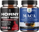 Bundle of Horny Goat Weed for Men with Black Maca Root, Tongkat Ali, Saw Palmetto & Panax Ginseng Extract and Maca Root Capsules - Herbal Wellness Supplement with Siberian Ginseng Ashwagandha