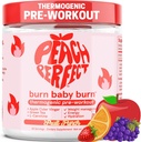 Peach Perfect Burn Baby Burn Pre Workout Powder for Women, Fruit Punch, for Energy, with Electrolytes, Apple Cider Vinegar, Natural Caffeine Green Tea, & L Carnitine, Energy Drink Powder, 30 Servings