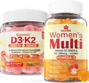 Sugar-Free Vitamin D3 K2 Filled Gummies + Multivitamin for Women Gummies