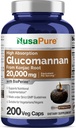 NusaPure Glucomannan 20,000 mg per Serving 200 VCaps (20:1 Extract, BioPerine Non-GMO, Vegan) Konjac Root