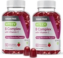 VITEEY Vitamin B Complex Gummies with Vitamin C, Sugar Free - Energy, Metabolism & Nerve Health - B6, B12, Folic Acid, Biotin - Vegan, Gelatin Free, GMO Free - Tasty Chewable Strawberry Flavored Gummy