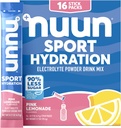 Nuun Sport Electrolyte Powder Packets with Magnesium, Calcium, Potassium, Chloride, and Sodium, Hydration Packets for On-the-Go, Pink Lemonade Flavor, Gluten Free & Vegan, 16 Single Servings