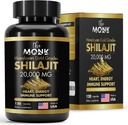 Organic Shilajit with Fulvic Acid, Humic Acid, 85+ Minerals- Gold Grade Plus - Same as Resin - Energy, Stamina, Brain Support - 120 Capsules - Made in The USA
