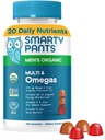 SmartyPants Multivitamin for Men, Organic Gummies: Methylfolate, Omega 3 (ALA), Vitamin D3, C, Vitamin B12, B6, A, K & Zinc for Immune Support, Biotin, Vegetarian, 120 Gummies (30 Day Supply)
