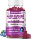 Sugar Free 2000mg Glucosamine Chondroitin Gummies, Extra Strength Glucosamine with Chondroitin MSM & Turmeric, Joint Support Supplement, Antioxidant Immune Support - 60 Gummies