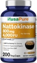 NusaPure Nattokinase 4000 FU 800mg, 200 Veggie Capsules (Vegan, Non-GMO)