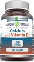 Amazing Formulas Calcium with Vitamin D3 Supplement | Tablets | Non-GMO | Gluten-Free | Made in USA (1 Pack | 250 Count)