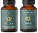 Natura Health Products Vitamin D-A-K and 25 mg Zinc Supplement Bundle - Supports Healthy Bone, Heart and Vision Function - Supports Cellular Health and a Healthy Immune Response