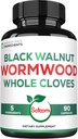 Satoomi 5 in 1 Wormwood Capsules Supplement - with Black Walnut Cloves Turmeric and Berberine HCl - 90 Capsules - Immune System & Digestion Health