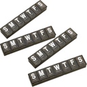 Weekly Pill Organizer - (Pack of 4) Extra Large Vitamin Container with Jumbo Easy to Read Letters, BPA Free - Daily Travel 7 Day Medication Pill Box Case, (Black)