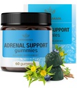 HERBAMAMA Adrenal Support Gummies - Pure Adrenal Complex Supplement for Women with Ashwagandha Root, Rhodiola Rosea & Magnesium - Vegan, Non-GMO - 60 Pectin-Based Blueberry-Flavored Chews