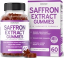 Saffron Supplements (60 Gummies) Premium Saffron Gummies - Sugar Free Gummy 88.5mg Equivalent Extract - 5 in 1 Advanced Formula - Delicious Raspberry Flavor - Non GMO - Vegan & USA Made