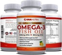 Omega 3 Fish Oil Supplement 3600mg with EPA and DHA for Women and Men Supports Joint, Brain and Heart Health 120 Softgels, 40 Day Supply