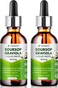 Soursop Bitters Liquid Oil : Graviola Soursop Extract- Organic for Cell Support and Regeneration- Soursop Tincture Edible 2 fl oz (Pack of 2), 60ml x 2 Packs