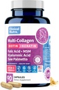 Collagen Peptides l Biotin l Keratin l Hyaluronic Acid l Saw Palmetto - Hair Growth Vitamins for Women and Men Supplement - Dht Blocker Supplements 90 Capsules USA Made