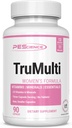 PEScience TruMulti Multivitamin for Women with Iron, Daily Formula with Premium Vitamin C, D, Zinc Supplement for Immune Support, Chelated Minerals, 90 Easy to Swallow Capsules