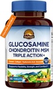 Vitalitown Glucosamine Chondroitin MSM | Triple Action+ Supplement | Turmeric, Collagen, Boswellia, Hyaluronic Acid | 12 Ingredients for Flexibility & Mobility | 240 Tablets, No Shellfish