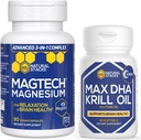 NATURAL STACKS Magtech Magnesium + Krill Oil Bundle - Supports Brain Health & Relaxation* - 150 Total Pieces