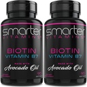 (2 Pack) Smarter Biotin 5000mcg in Avocado Oil, Vitamin B7, Non-GMO, 90 Mini Liquid Softgels, No Soy