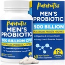 Probiotics for Men, 500 Billion CFUs & 12 Strains, Prebiotic & Probiotic, Cranberry, Saw Palmetto, Digestive Enzymes, Gut & Bloating, Lung Liver Prostate Support, 30-Day Supply