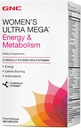 GNC Womens Ultra Mega Energy and Metabolism Multivitamin for Women, 180 Count, for Increased Energy, Metablism, and Calorie Burning