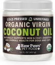 Raw Paws Organic Virgin Coconut Oil for Dogs & Cats, 16-oz - Supports Immune System, Digestion, Oral Health, Thyroid - All Natural Allergy Relief for Dogs - Hairball Relief