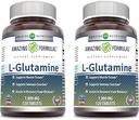 Amazing Formulas L Glutamine 1000 mg Tablets | Amino Acid Supplement for Men & Women | Non-GMO | Gluten Free (2 Pack, 120, Count)