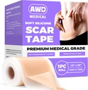 AWD Silicone Scar Tape Roll 60in – Medical Grade Scar Tape for Surgical Scars, C Section, Tummy Tuck – Reusable Silicone Scar Sheets for Keloid Bump Removal & Postpartum Essentials (60in)