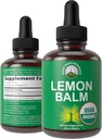USDA Organic Lemon Balm Tincture. Liquid Organic Lemon Balm Oil Drops Supplement for Relaxation, Calm, Digestion. Vegan Leaf Extract. Zero Sugar, Gluten Free Supplements for Women and Men