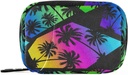 Pill Box Colorful Geometry Palm Trees 7 Day Pill Case Travel Pill Organizer Bag with Zipper Portable Weekly Vitamin Medicine Supplement Holder Pouch Bag