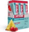 SlimFast Hydration Packets, Intermittent Fasting Electrolytes, Drink Mix Packets, Intermittent Fasting Powder, Energy Powder Drink Mix, Caffeine, Electrolytes for Hydration, Fruit Punch (12 Count)