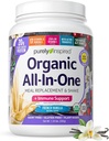 Purely Inspired All-in-One Vegan Protein Powder for Men & Women, French Vanilla (16 Servings) - Plant-Based Organic Protein Powder for Shakes & Smoothies - Gluten-Free Nutritional Meal Replacement