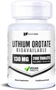 HealthFare Lithium Orotate Supplement 130mg | 200 Vegetarian Tablets | High Bioavailability Trace Mineral | Mood, Brain & Memory Support | Non-GMO, Gluten-Free | Made in USA