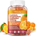 Calcium Magnesium Supplement Gummies for Adults: Calcium Citrate 600 mg with Vitamin D3 & K2 for Women Men - Supports B0ne Strength, Better Zzz, Muscles, Energy & Immune (60 Count)