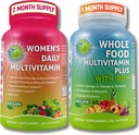 Vegan Whole Food Multivitamin with Iron & Women’s Daily Multivitamin with Iron, Organic Superfoods, Probiotics & Digestive Enzymes Bundle – Vegan, Non-GMO, Clean Daily Wellness Support