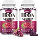 (2 Pack) Iron Gummies Supplement for Women & Men, Iron Supplements for Anemia with Vitamin C, B12, Folate-Blood Builder & Energy Support for Iron Deficiency - Grape Flavor, Vegan, 120 Gummies