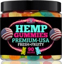 Hemp Gummies for Relaxation and Rest-Natural Hemp Oil Gummies, Fresh Fruity Flavors Tasty Relief-Made in USA-High Potency Gummy Edibles-Extra Strength 90 Bears