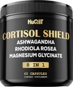 8in1 Cortisol Shield - Ashwagandha and Magnesium, Rhodiola Rosea, Lions Mane, Sea Moss, Turmeric, St Jonh's Wort - Mind& Mood Balance, Rest Well, Support Immume - 60 Capsules