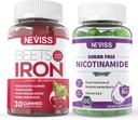 NEVISS Vegan Iron Supplement, Gentl Iron + Sugar Free Nicotinamide 500mg Gummies