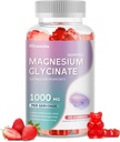 Magnesium Glycinate Gummies 1000mg - Sugar Free Magnesium Potassium Supplement with Vitamin D, B6, CoQ10 for Calm Mood & Sleep Support - 60 Strawberry Gummies -1 Pack