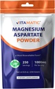 Vitamatic Magnesium Aspartate 1000mg per Serving Supports Muscle, Joint, and Heart Health 250 Grams - 250 Servings