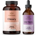 HERBAMAMA Chicory and Milk Thistle Kit - Bundle of 1200 mg Chicory Root Capsules & Milk Thistle Tincture 4 fl oz - Vegan, Non-GMO, Sugar & Alcohol-Free - 2 Pack