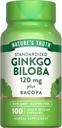 Nature's Truth Ginkgo Biloba 120mg | Plus Bacopa | 100 Quick Release Capsules | Standardized Extract | Non-GMO and Gluten Free Supplement