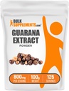 BulkSupplements.com Guarana Extract Powder - Natural Caffeine Supplement, from Guarana Seed, Guarana Powder - Gluten Free, 800mg per Serving, 100g (3.5 oz) (Pack of 1)